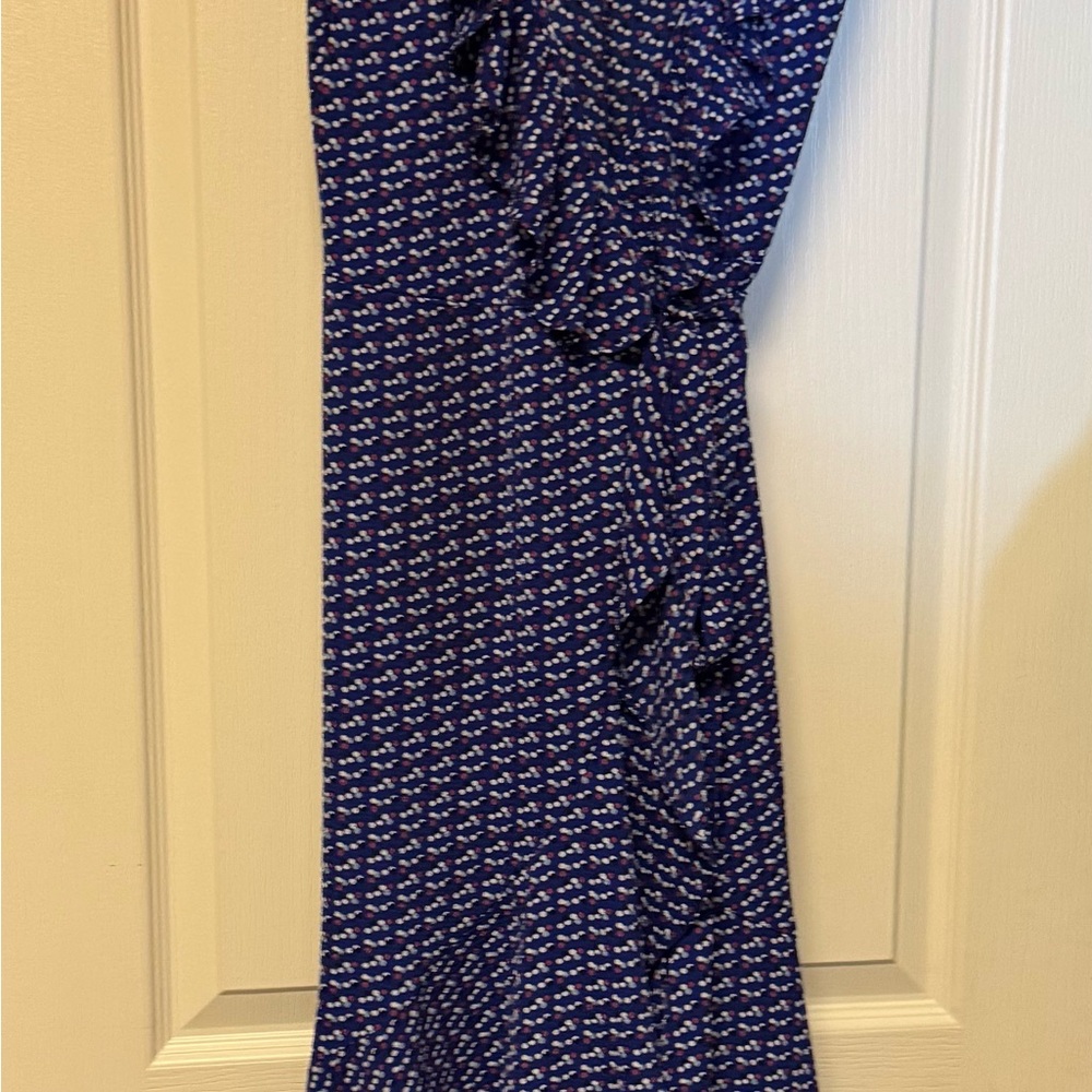 Blue Asymmetrical Ruffled Sundress with Flutter Sleeves